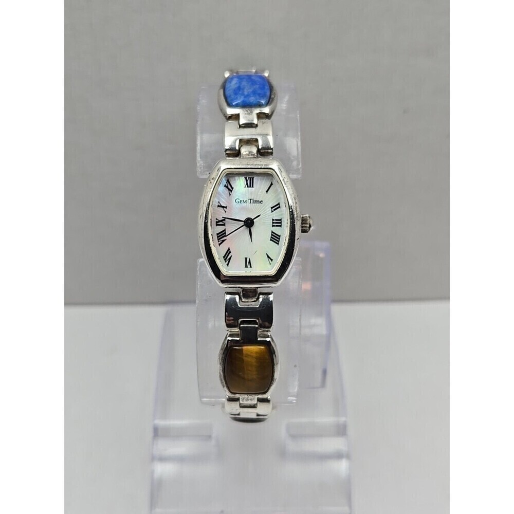 Gem Time Sterling Silver Quartz Gemstone Bracelet Watch Lapis New Battery 925